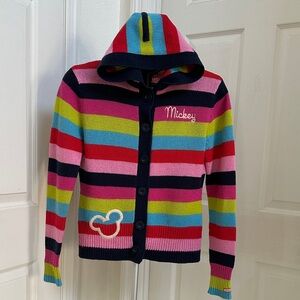 Vintage Disneyland Resort Multicolored Striped Hooded Cardigan in Size M